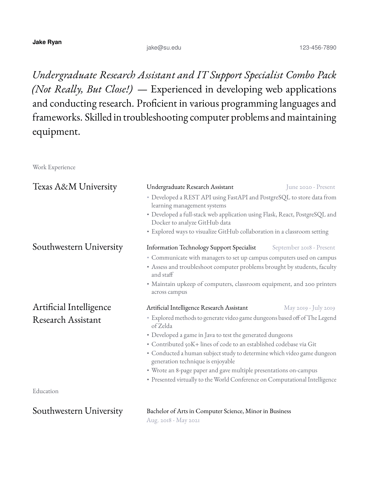 AI-optimized resume example from oneresu.me